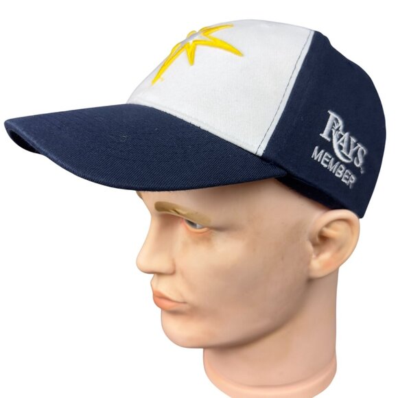 Tampa Bay Rays Member Baseball Cap Adult 58cm Navy White Strapback Embroidered - Picture 3 of 11